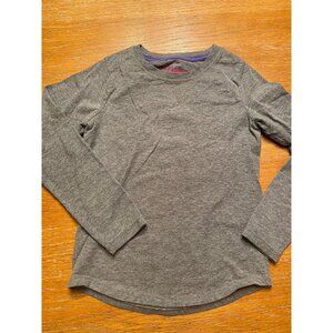 Hanes Girls Long Sleeve Heather Gray Tee Shirt Size S